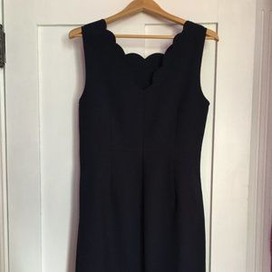 J Crew Navy Mini Dress w. Scalloped Hem & Trim